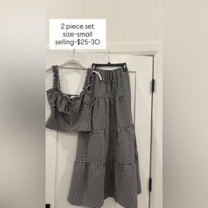Black and White Gingham Skirt Set